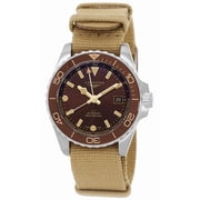 Longines HydroConquest GMT Automatic Stainless Steel Brown Dial Beige NATO Nylon Strap Date Divers Mens Watch L37904662