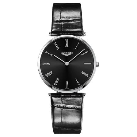 Longines La Grand Classique Stainless Steel Black Dial Black Leather Strap Quartz Unisex Watch L4.755.4.51.2