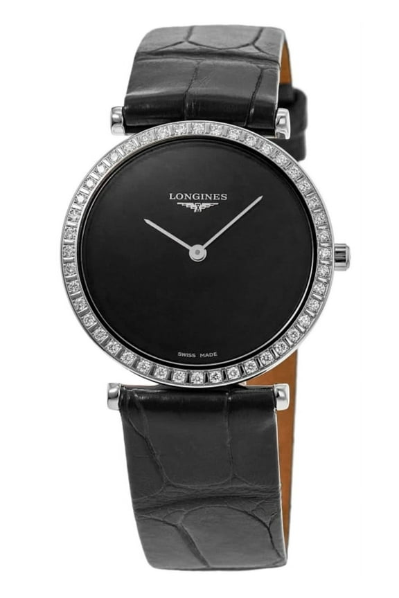 La Grande Classique Quartz Black Dial Diamond Leather Strap Women's Watch L4.523.0.50.2