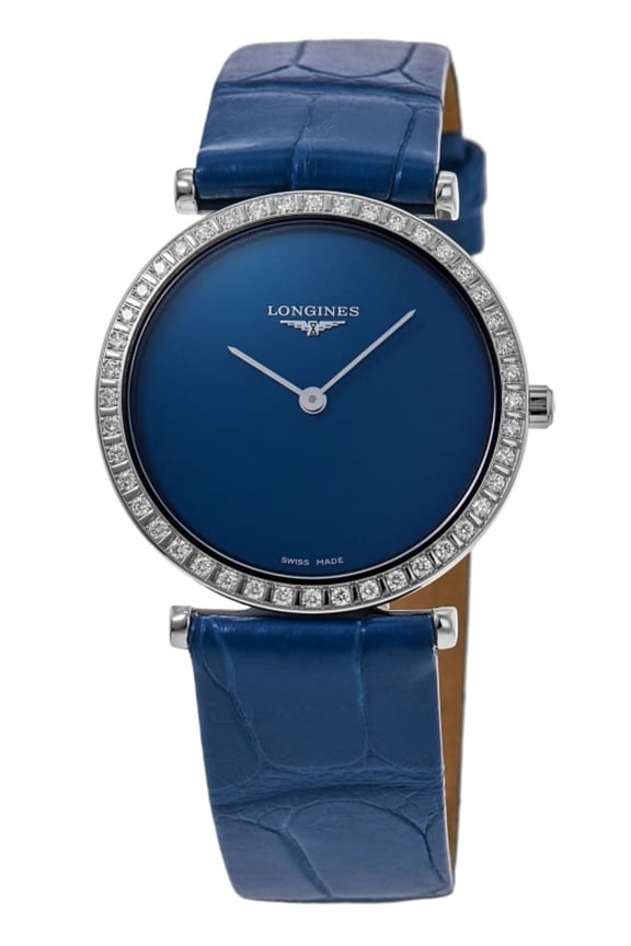 La Grande Classique Quartz Blue Dial Diamond Leather Strap Women's Watch L4.523.0.90.2