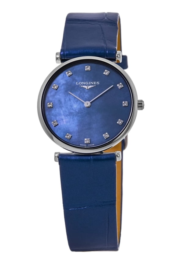 La Grande Classique Quartz Blue Mother of Pearl Diamond Dial Leather Strap Women's Watch L4.512.4.81.2
