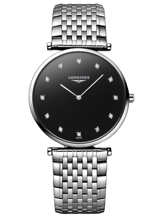 La Grande Classique Stainless Steel Black Dial Diamonds Quartz Womens Watch L4.709.4.55.6