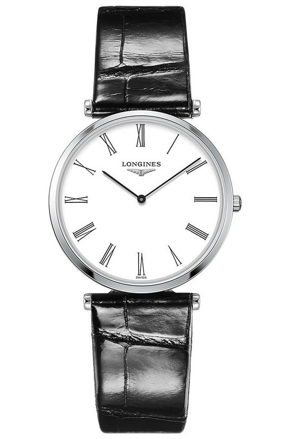 La Grande Classique Stainless Steel White Dial Black Leather Strap Quartz Womens Watch L4.709.4.21.2