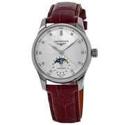 Longines Master Collection Automatic 34mm Mother of Pearl Diamond Dial Leather Strap Womens Watch L2.409.4.87.2