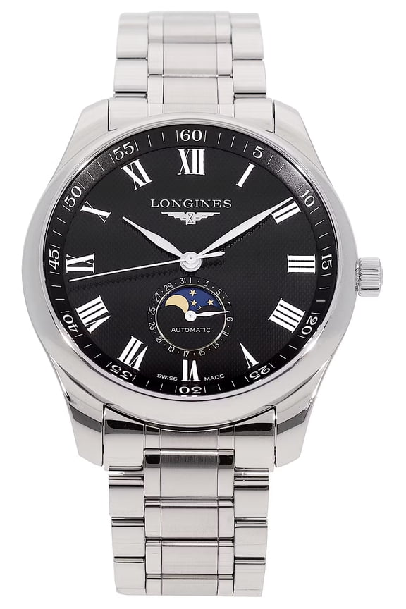 Master Collection Automatic Stainless Steel Black Dial Moonphase Date Mens Watch L29194516