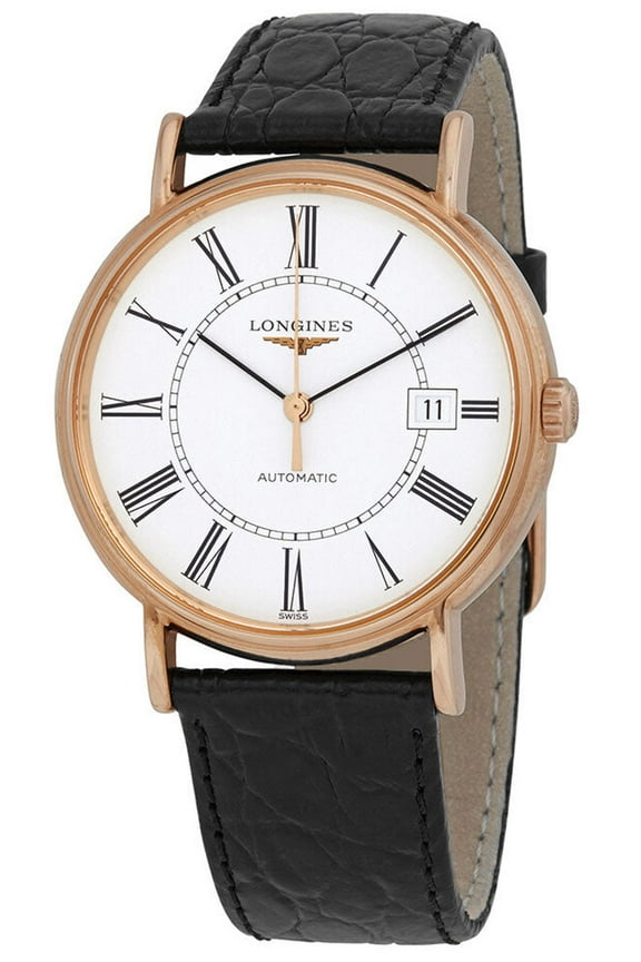 Presence Automatic White Dial Leather Strap Men's Watch