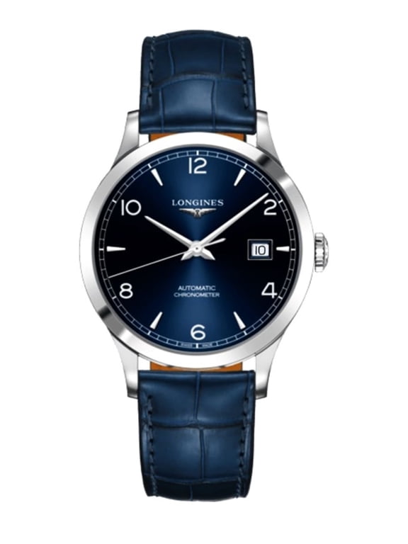 Record Blue Dial Blue Leather Strap Men's Watch L2.821.4.96.4