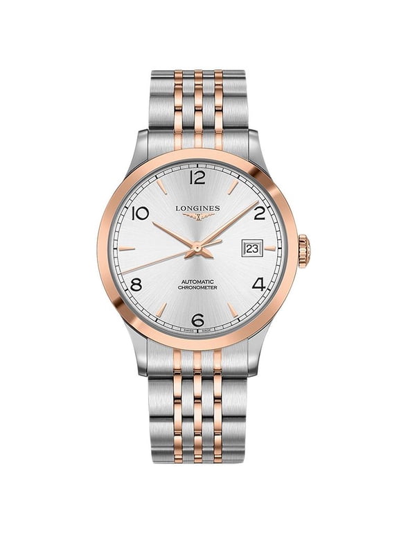 Record Automatic COSC Stainless Steel and 18K Rose Gold Silver Dial Date Mens Watch L28215767