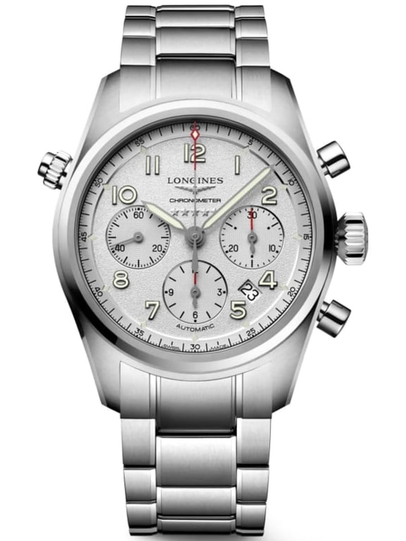 Spirit Automatic COSC Chronograph Stainless Steel Silver Dial Date Mens Watch L38204736