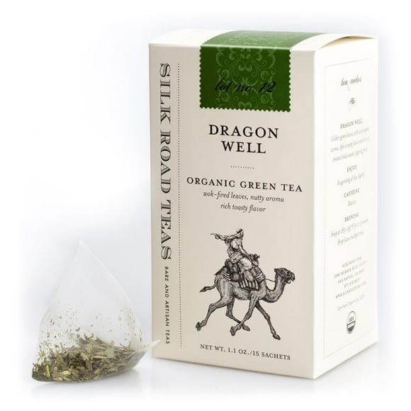 , Longjing Dragon Well Organic Green Tea, Wok-Fired Leaves, Toasty Flavors, 15 Tea Bags