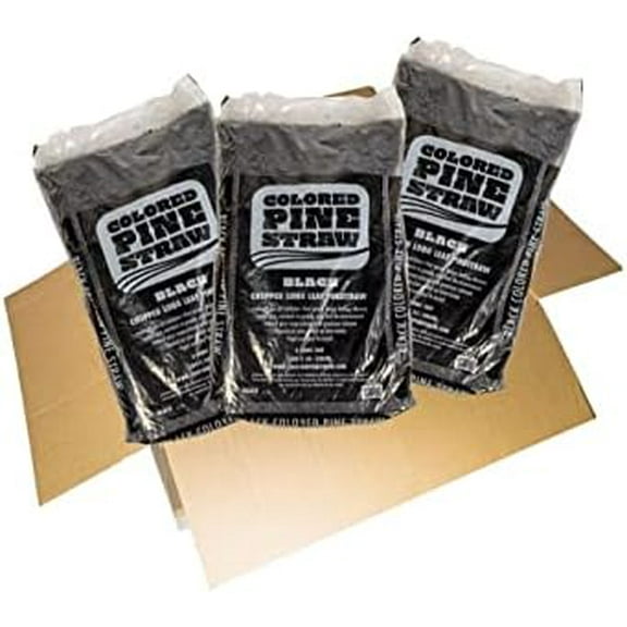 Longleaf Pine Straw - Mulch - Colored Black - 3 Bags per  50-60 Sq. Ft.