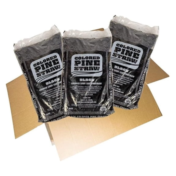 Longleaf Pine Straw - Mulch - Colored Black - 3 Bags per Box 50-60 Sq. Ft.