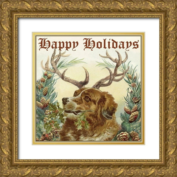 Longley, Alicia 26x26 Gold Ornate Wood Framed with Double Matting Museum Art Print Titled - Reindog II