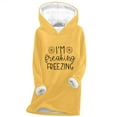 thumbnail image 1 of Longline Hoodie for Women Oversized Sherpa Fleece Lined Sweatshirts with Pockets Long Sleeve Tops Funny Letter Print Sweaters Casual Hooded Pullover Loose Hoody s Plus Size, 1 of 3