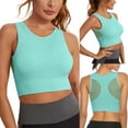 thumbnail image 1 of Longline Sports Bra High Impact Yoga Tops Built In Bra Crop Top Sports Bra Wireless Racerback Bra Yoga Clothes For Women, 1 of 9