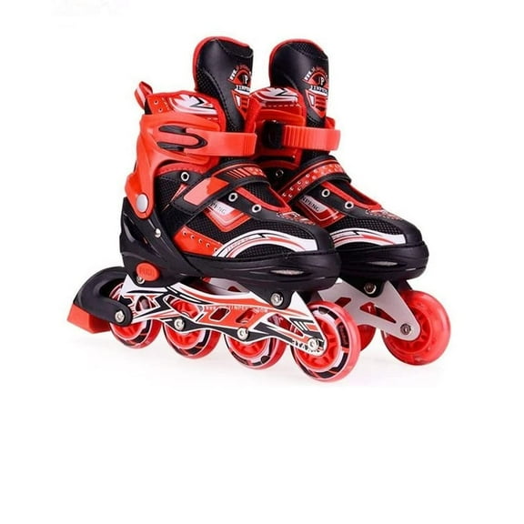 Longmire Inline Skates Size Adjustable All Pure Pu Strong Wheels Aluminium With Led Flash Light On Wheels, Skating Boy Age Group 6-15 Years (Red) Best Gift For Kids, Beginners & Junior