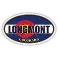 thumbnail image 1 of Longmont City Colorado State Flag | CO Flag Boulder County Oval State Colors Bumper Sticker Car Decal 3x5 inches, 1 of 3
