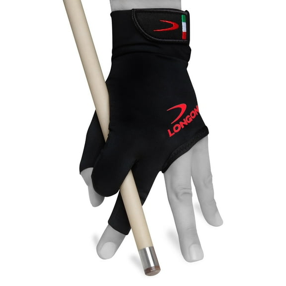 Longoni Black Fire 2.0 Billiard Pool Cue Glove - for Left or Right Hand - Black (XX-Large, for Left Hand)