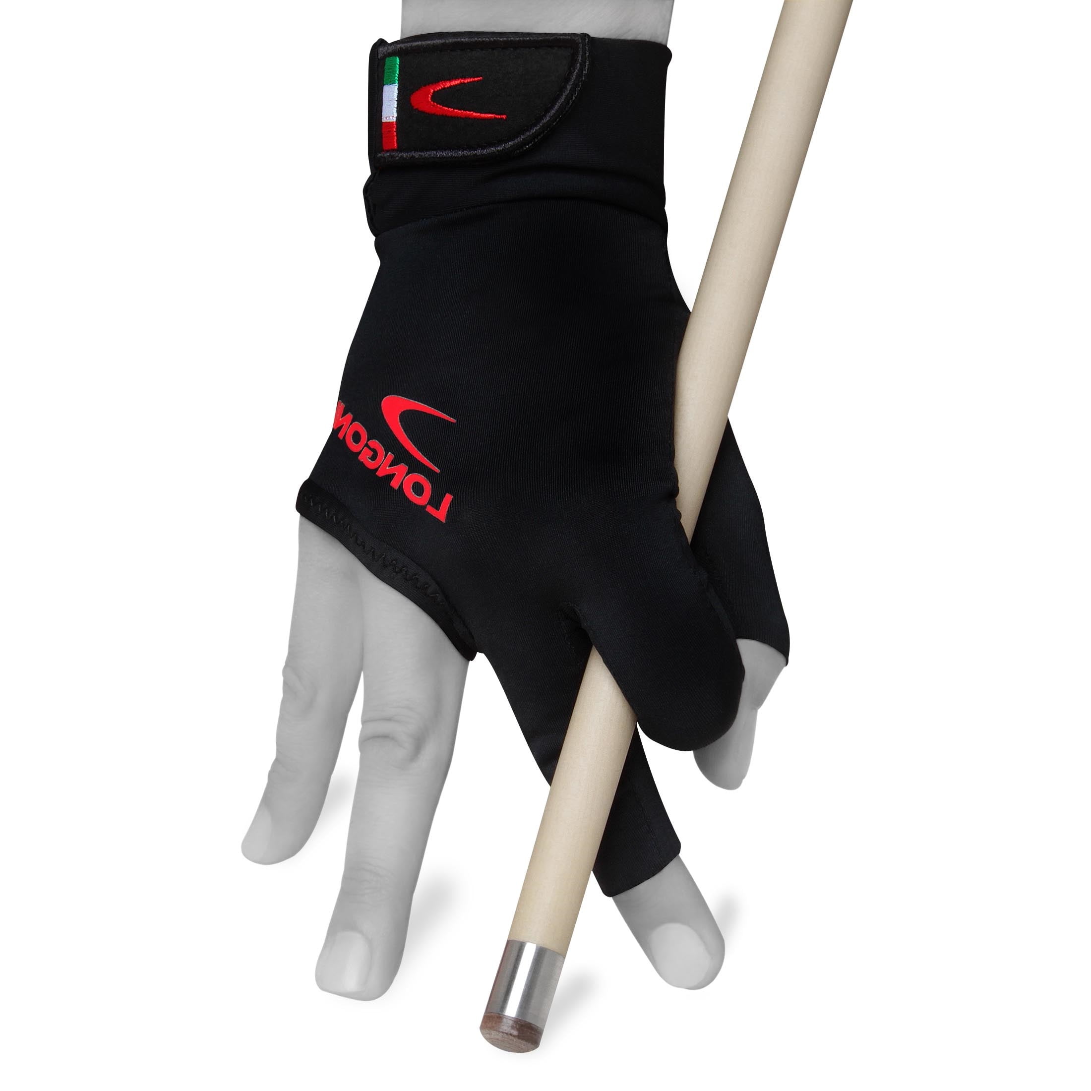 Longoni Black Fire 2.0 Billiard Pool Cue Glove for Left or Right Hand