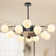 Longree 12-Light Mid-Century Black Corded Electric Sputnik Chandeliers