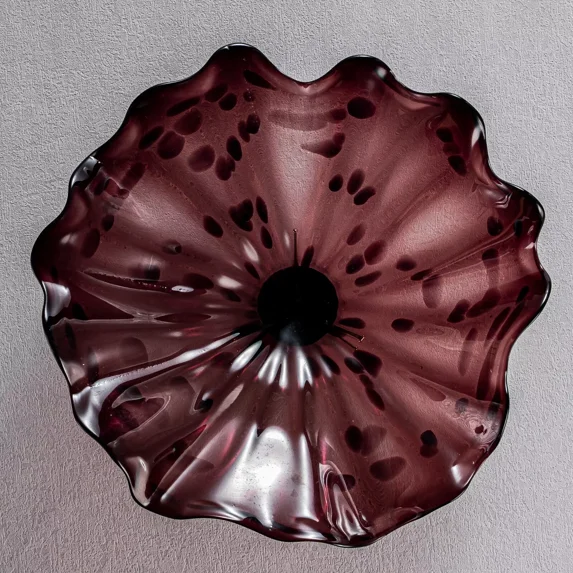 Longree 1PC Modern Hand Blown Gass Wall Art Platter, 12 Inch Diameter, Brown Accent