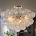 thumbnail image 1 of Longree Cluster Bubble Ball Glass Chandelier, silver Finish and Clear Ribbed Blown Glass Chandeliers, Semi Flush Mount Ceiling Light Fixture 20" Dia, 1 of 9