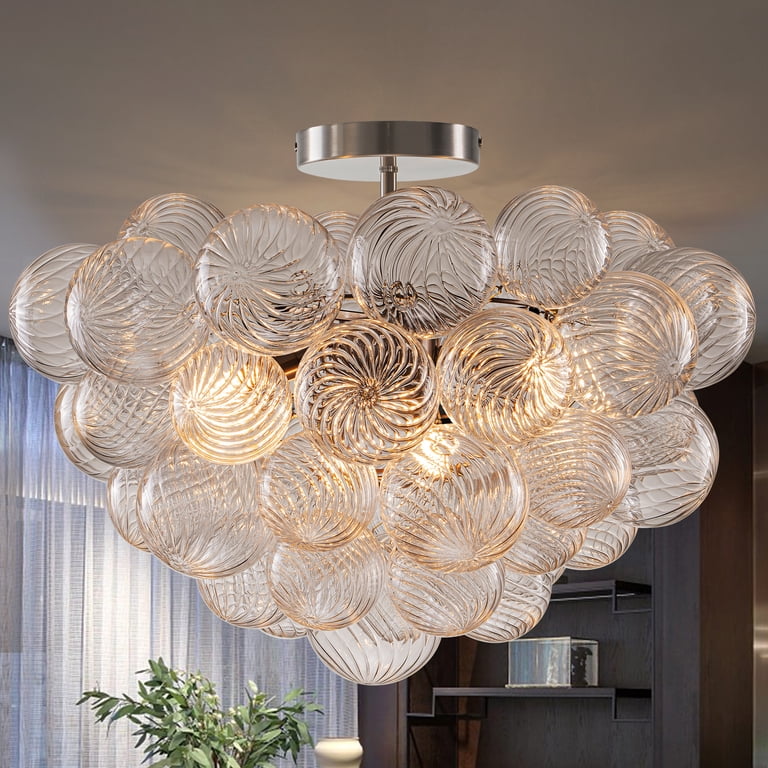 Longree Cluster Bubble Ball Glass Chandelier, silver Finish and
