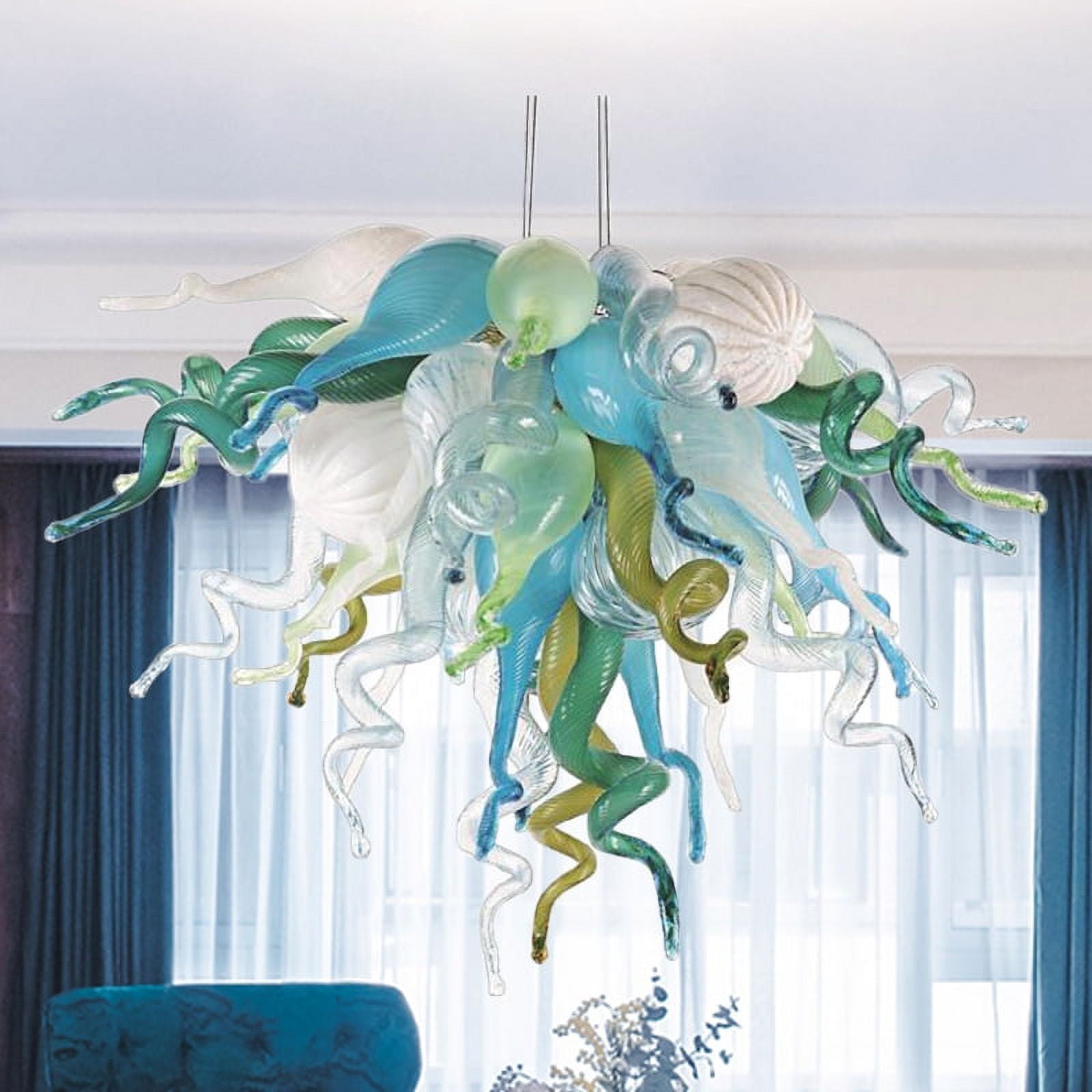 Longree Luxury Chandeliers Modern Hand Blown Glass Art Chandelier Ceiling Light Hanging Pendant Light Fixture Decor for Bedroom Bathroom living room Lobby Staircase Kitchen Island