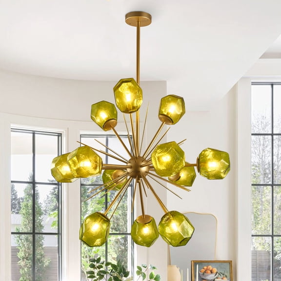 Longree Modern 12-Light Nordic Blown Glass and Metal Sputnik Chandelier