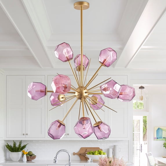 Longree Modern 12-Light Nordic Blown Glass and Metal Sputnik Chandelier