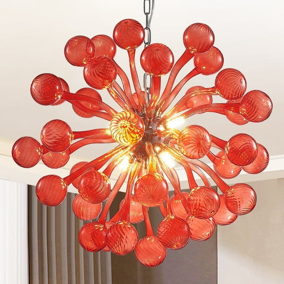 Longree Modern Country Rustic Bubble Ball Chandelier, Blown Glass Pendant Light Fixture for Children's Rooms, Bedrooms, Living Rooms - 26x26 inch