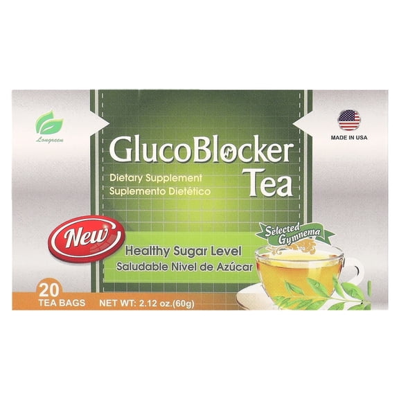 Longreen Corporation, GlucoBlocker Tea, Selected Gymnema, 20 Tea Bags, 2.12 oz (60 g) Pack of 3