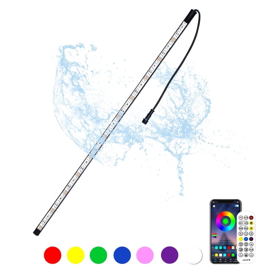 Longrun LED Strip Color Changing Garden Show Lights for Pond Spillway Waterfall, Waterproof Lighting Bar for Pool Fountain Landscape Lighting, Aquarium, Water Features and Home Decoration-34.85"