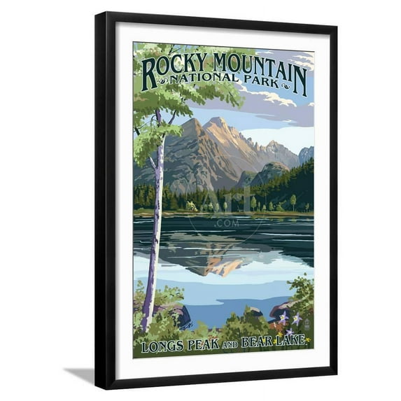 Longs Peak and Bear Lake Summer Rocky Mountain National Park, Framed Art Print Wall Art by Lantern Press Sold by Art.Com