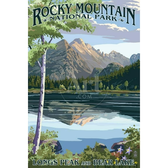 Longs Peak and Bear Lake Summer Rocky Mountain National Park, Unframed Art Print Wall Art by Lantern Press Sold by ArtCom