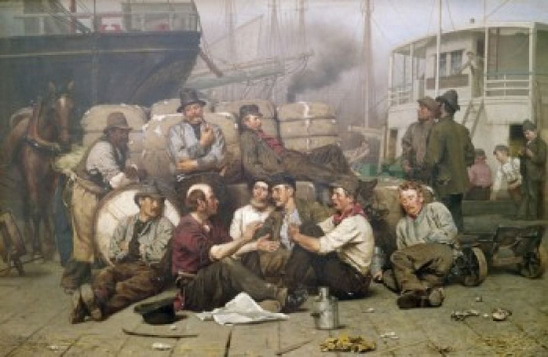 Longshoremens Noon Brown  John George (1831-1913American) Canvas Art - John George Brown (18 x 24)