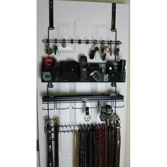 Longstem Organizers 9200 Over the Door/Wall Tie and Belt Storage Rack Hanging Closet Valet Accessory Organizer in Black