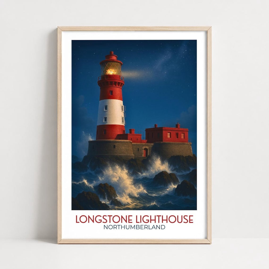 Longstone Lighthouse Northumberland Wall Art Print, Dramatic Night ...