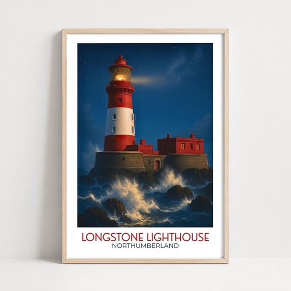 Longstone Lighthouse Northumberland Wall Art Print, Dramatic Night ...