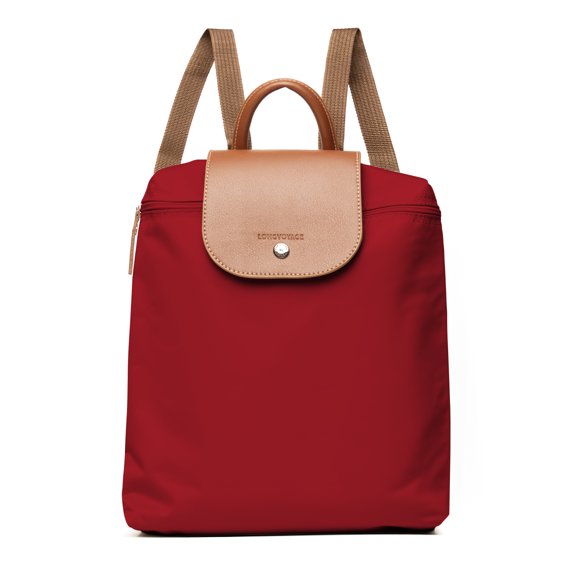 Longvoyage Classic Rolltop Backpack – Lightweight Foldable Daypack for City Walks and Trips - Red