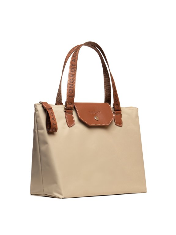 Sac Essential Medium Tote Bag – Lightweight Structured Handbag with Zipper and Snap Closure – Beige
