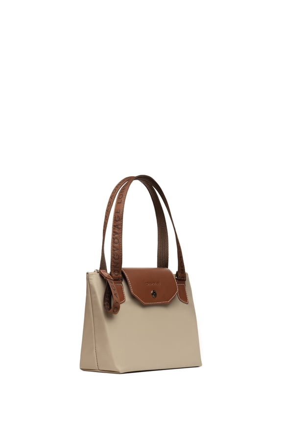 Sac Essential Small Tote Bag – Lightweight Structured Handbag with Zipper and Snap Closure – Beige