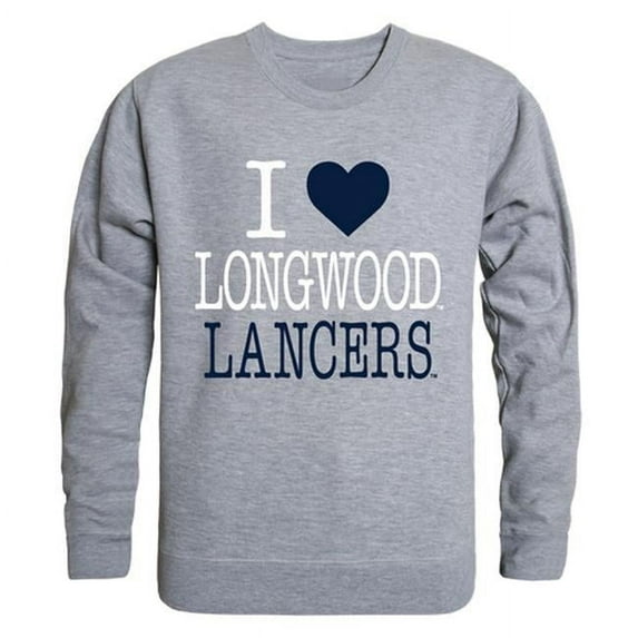 Longwood University I Love Crewneck T-Shirt, Heather Grey - Extra Large