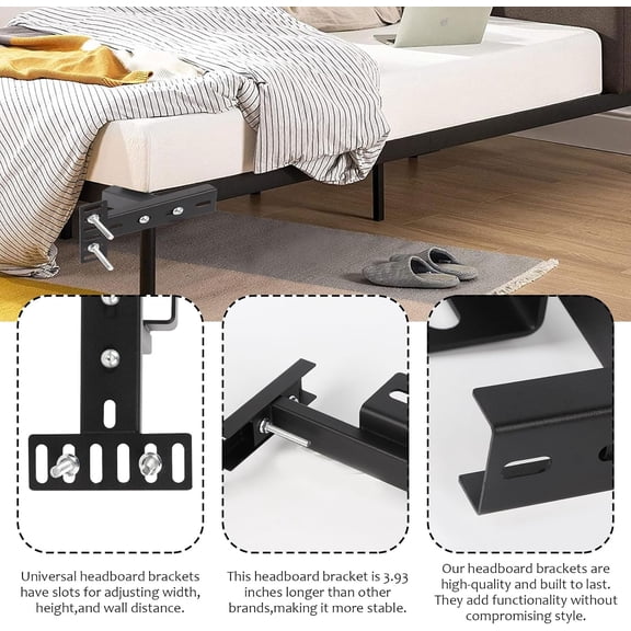 Longzhuo Universal Headboard  2 Pack for Adjustable Bed Frame with Footboard Extension Kit Adapter for Twin King Queen Full Size Metal Bed