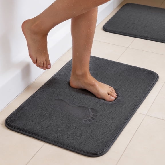Lonian Bathroom Rug,Memory Foam Bath Mat,16" x 24", Dark Gray