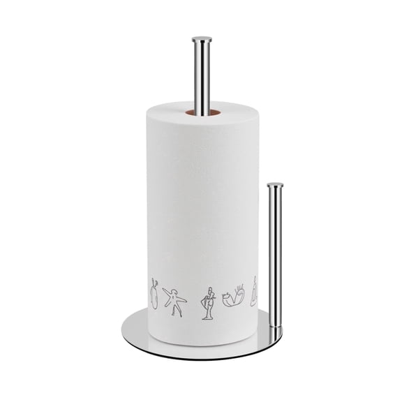 Lonian Paper Towel Holder for Kitchen Countertop – Non-Slip Base, Dual Rod, Rust-Resistant Metal Paper Roll Rack, 6.5" x 6.5" x 11.8", Silver