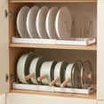 thumbnail image 1 of Lonian 2-Pack Expandable Pot and Pan Organizer Rack, Adjustable 12-22” Cabinet & Under Sink Storage, White Pan Organizer with 7 Dividers, Set of 2, 1 of 6
