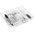 thumbnail image 1 of Lonian Silverware Drawer Organizer, Adjustable Drawer Organizer for Kitchen Utensils,  Plastic Cutlery Tray, Clear, 1 of 6