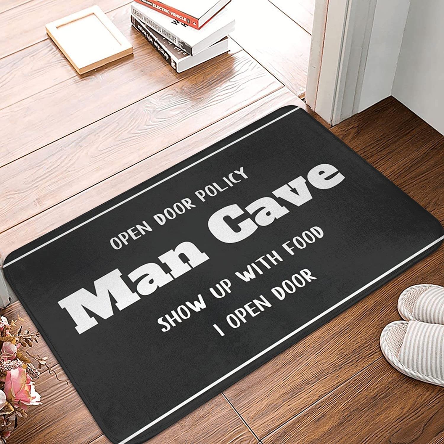 Lonkogqi Funny Doormat Open Door Policy Man Cave Funny Indoor Entrance Doormat Non Slip