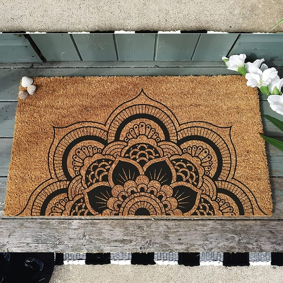 Lonkogqi Welcome Door Mats Mandala Door Mat Boho Doormat Pagan Wiccan Hippie Bohemian Gift Yoga Gift Welcome Mat Greeting Front Porch Rugs Door Mats Entrance Patio Carpet Decor 18x30 Inch